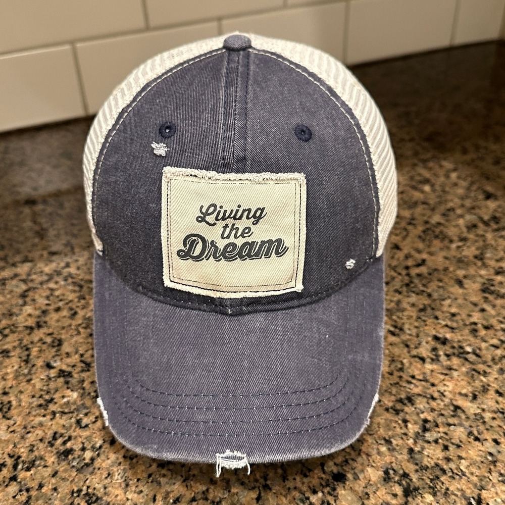 Karma Living the Dream Mesh Dad Hat Snapback Mens Adjustable Gray Cotton